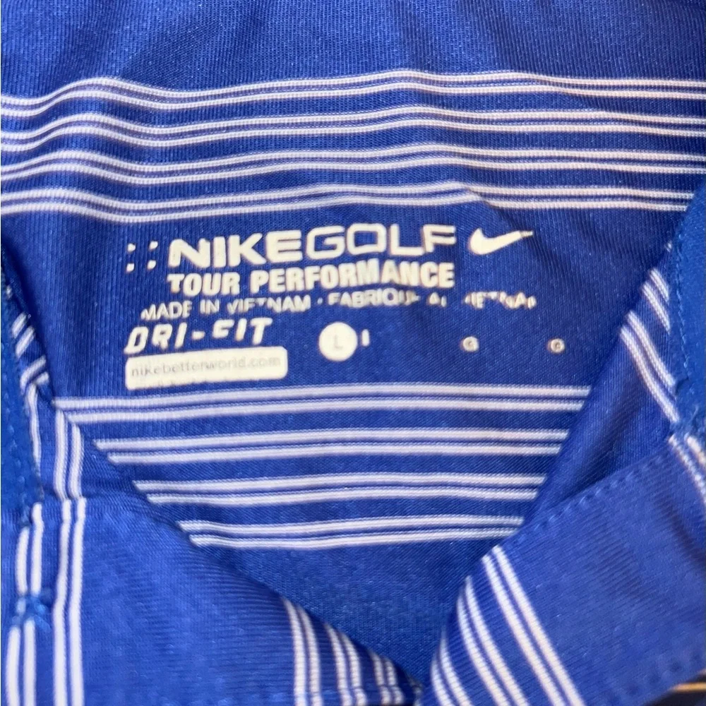 NIKE DRI-FIT GOLF POLO, ROYAL BLUE & WHITE, SIZE L - Picture 4 of 4